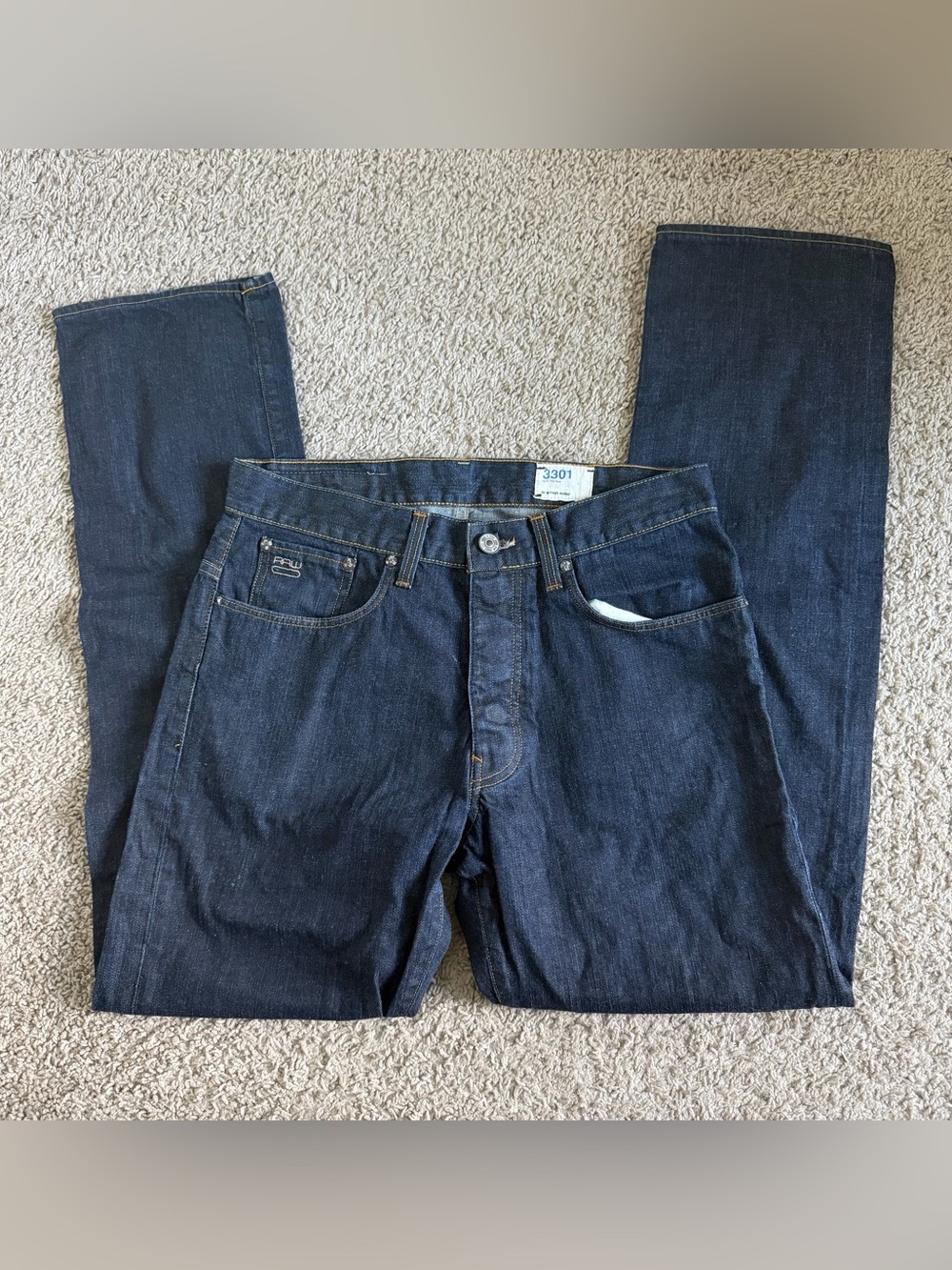 G Star 3301 Dark Wash Denim Jeans